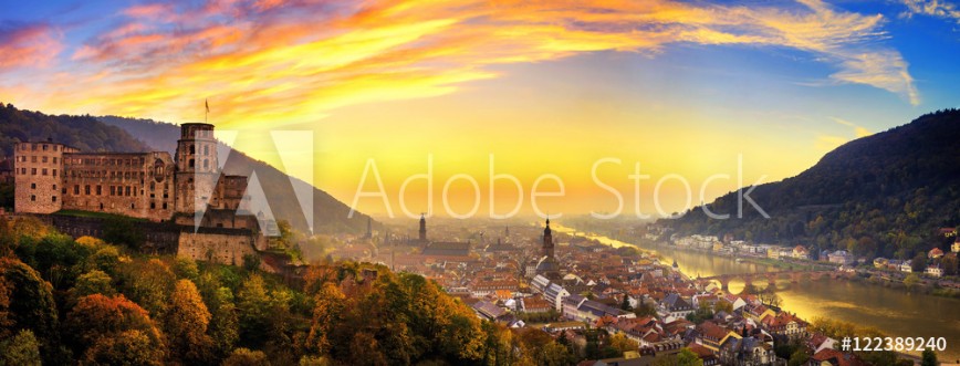 Picture of Heidelberg kurz nach Sonnenuntergang Panorama mit warmen Farben